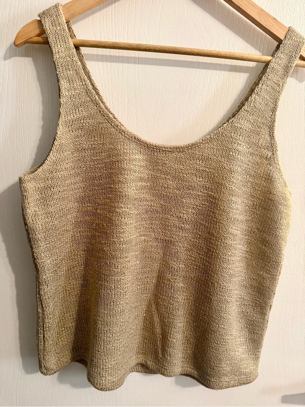 mark. Metallic Beige Knit Tank Top